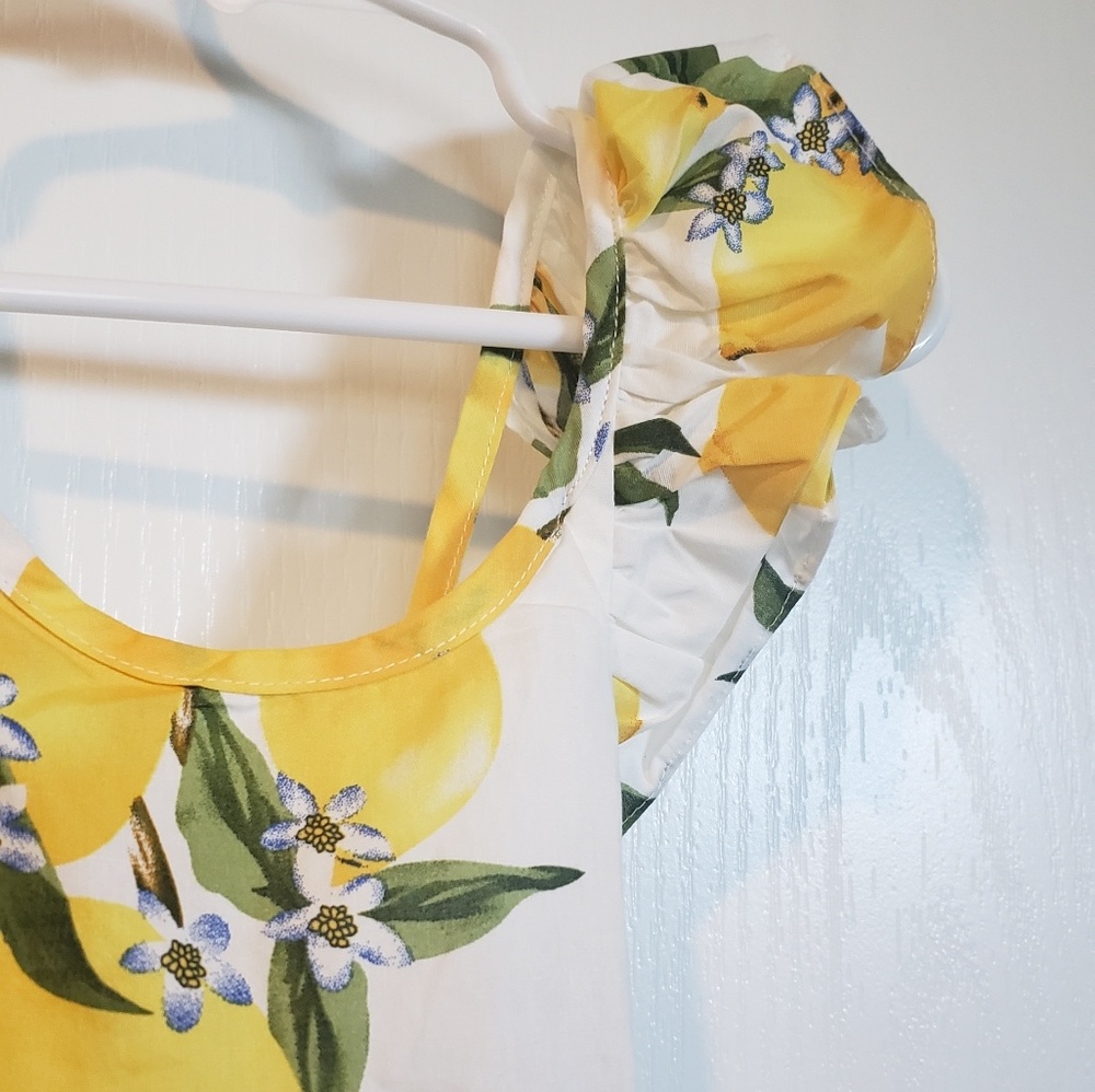 Toddler girls lemon print cotton dress - white - Picture 3 of 4